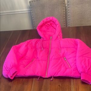 Zara Vibrant Pink Puffer Jacket